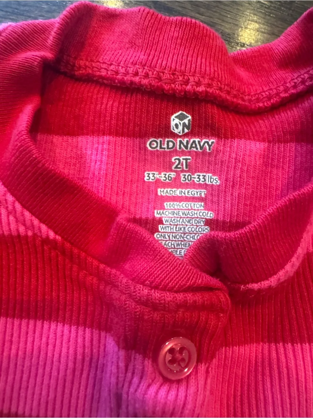 Old Navy Pink and Red Striped Long-Sleeve Henley
